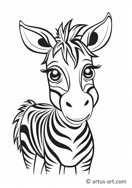 Pagina da colorare di una zebra carina